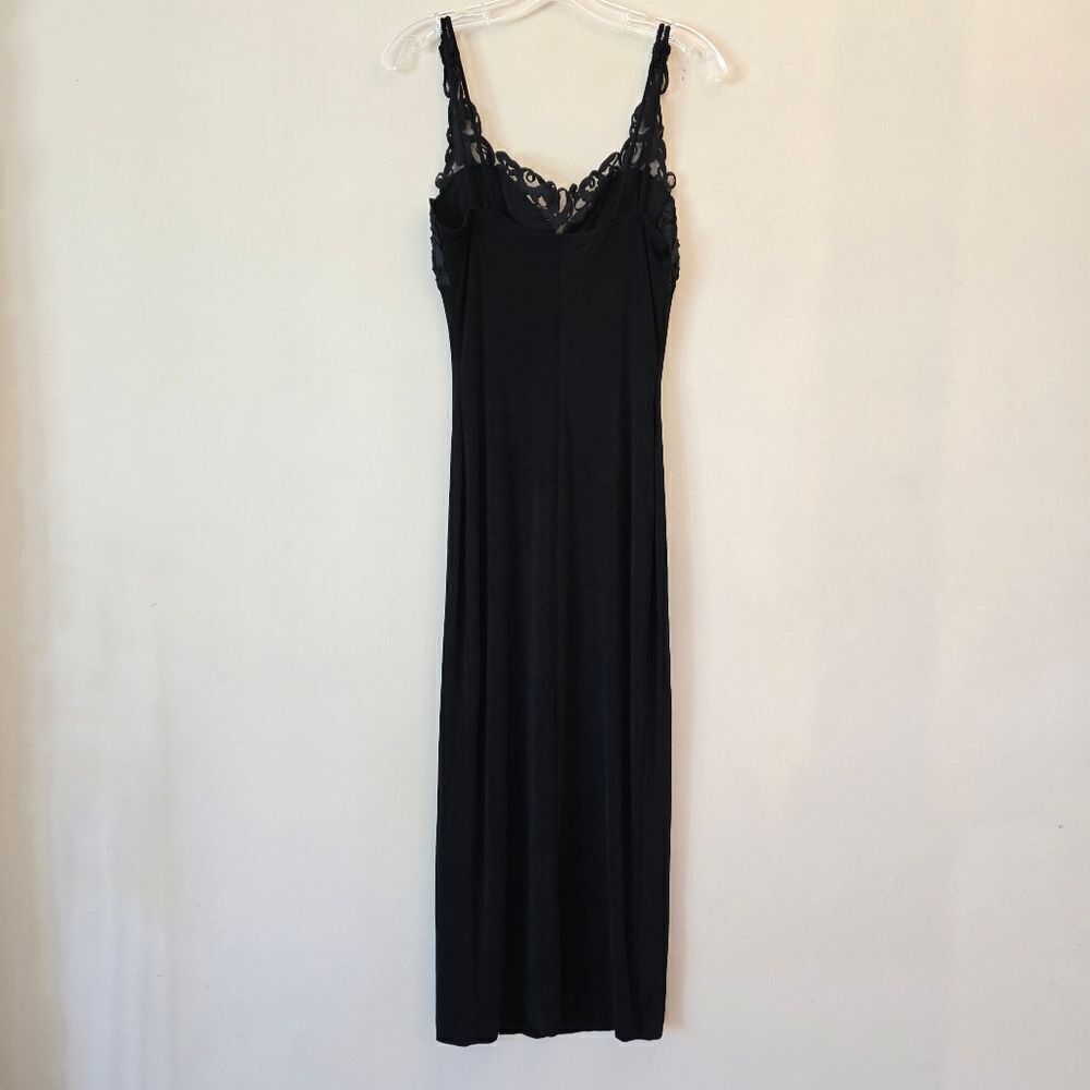 Vintage TOWER Women's Maxi Dress Black Size Medium Y2K Made in USA 90s Gothic - Picture 6 of 10